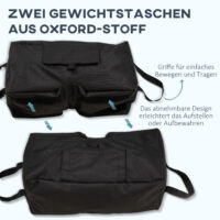 Sonnenschirmständer bis 50kg mit praktischer Schaufel in Schwarz.