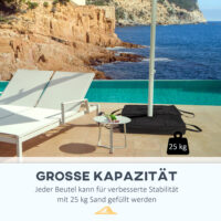 Sonnenschirmständer bis 50kg mit praktischer Schaufel in Schwarz.