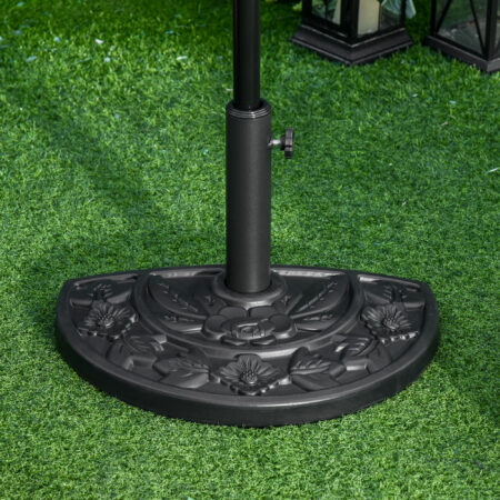 Schwarzer halbrunder Sonnenschirmständer aus HDPE, 9kg.