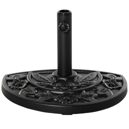 Schwarzer halbrunder Sonnenschirmständer aus HDPE, 9kg.