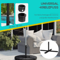 Stabiler schwarzer Sonnenschirmständer Kreuzständer für Ø38-48mm.