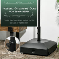 Schwarzer Metall-Sonnenschirmständer 43-60kg mit Rollen.