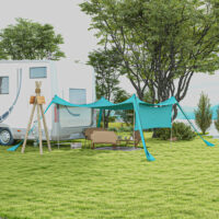 Blaues, wasserdichtes Sonnensegel 3x3x2m mit Tragetasche.