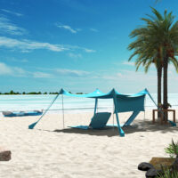 Blaues, wasserdichtes Sonnensegel 3x3x2m mit Tragetasche.