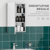 Silberner Spiegelschrank für das Bad 39x12x60cm aus Edelstahl mit 3 Ebenen