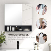 Spiegelschrank Bad mit verstellbaren Regalen weiss