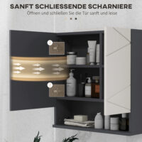 Spiegelschrank Bad mit verstellbaren Regalen weiss