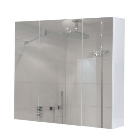 Spiegelschrank Badschrank Hängeschrank 6 Regalböden 70x80x16cm Hochglanz weiss