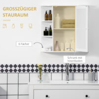 Weisser Spiegelschrank als Hängeschrank für das Bad 66x17x63cm mit 8 Fächern