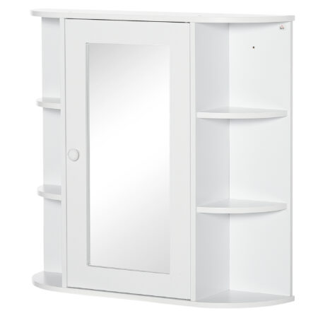 Weisser Spiegelschrank als Hängeschrank für das Bad 66x17x63cm mit 8 Fächern