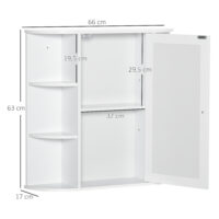 Weisser Spiegelschrank als Hängeschrank für das Bad 66x17x63cm mit 8 Fächern