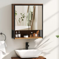 Spiegelschrank Badezimmer Badschrank hängend Holzoptik braun