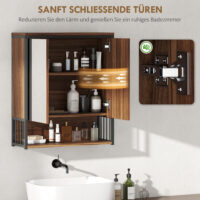Spiegelschrank Badezimmer Badschrank hängend Holzoptik braun