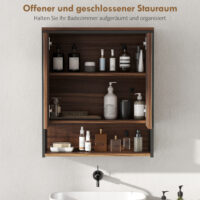 Spiegelschrank Badezimmer Badschrank hängend Holzoptik braun