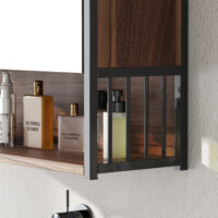 Spiegelschrank Badezimmer Badschrank hängend Holzoptik braun