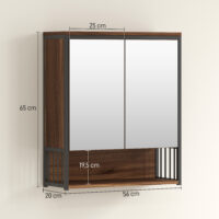 Spiegelschrank Badezimmer Badschrank hängend Holzoptik braun
