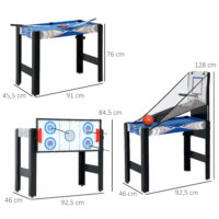Spieletisch für Kinder 5-in-1 Billard Tischtennis Hockey Basketball