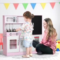 Spielküche für Kinder mit Zubehör Herd und Eismaschine pink