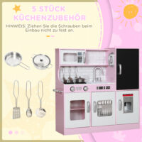 Spielküche für Kinder mit Zubehör Herd und Eismaschine pink
