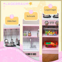Spielküche für Kinder mit Zubehör Herd und Eismaschine pink
