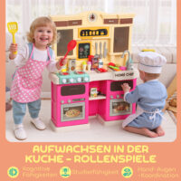 Spielküche für Kinder mit Wasserhahn Licht und Zubehör