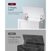 Geräumige Kinderbank mit Stauraum und Klappdeckel, tragfähig bis 136 kg – Maße: 40 × 76 × 48 cm, aus robuster Spanplatte.