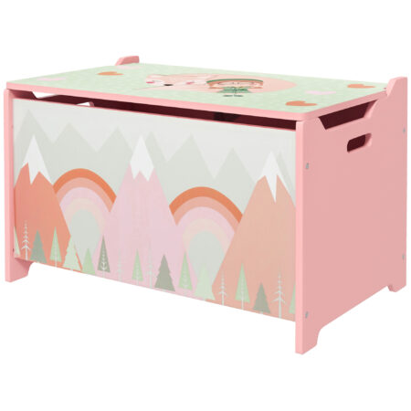 Aufbewahrungsbox Spielzeugkiste mit Deckel Tiermotiv Kinderzimmer rosa