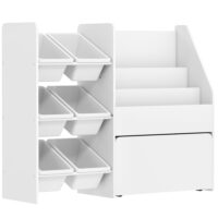 Spielzeugregal rollbar mit Boxen und Bücherablage für Kinder