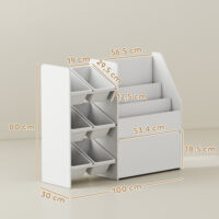 Spielzeugregal rollbar mit Boxen und Bücherablage für Kinder
