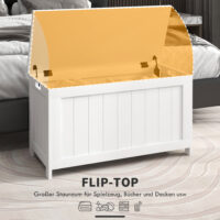 Aufbewahrungsbox Spielzeugtruhe für Kinderzimmer 81x40x46cm weiss
