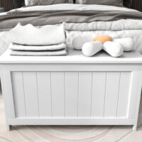 Aufbewahrungsbox Spielzeugtruhe für Kinderzimmer 81x40x46cm weiss