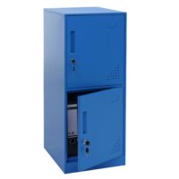 Blauer Stahl Spind mit 2 Türen und Schließfach 90x38x45 cm
