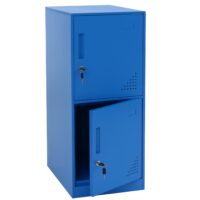Blauer Stahl Spind mit 2 Türen und Schließfach 90x38x45 cm