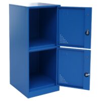 Blauer Stahl Spind mit 2 Türen und Schließfach 90x38x45 cm