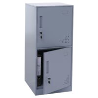 Grauer Stahl Schließfachschrank 2-türig 90x38x45 cm