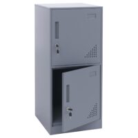 Grauer Stahl Schließfachschrank 2-türig 90x38x45 cm