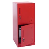 Roter Stahl Spind mit 2 Türen und Schließfach 90x38x45 cm