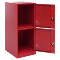 Roter Stahl Spind mit 2 Türen und Schließfach 90x38x45 cm