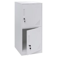 Weißer Stahl Spind mit 2 Türen und Schließfach 90x38x45 cm