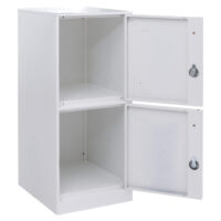 Weißer Stahl Spind mit 2 Türen und Schließfach 90x38x45 cm