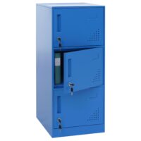 Spind Schließfach blau mit 3 Türen aus Stahl 90x38x45 cm