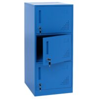 Spind Schließfach blau mit 3 Türen aus Stahl 90x38x45 cm