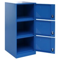 Spind Schließfach blau mit 3 Türen aus Stahl 90x38x45 cm