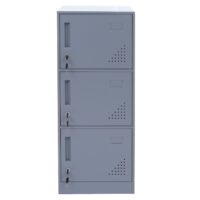 Grauer Spind Schließfach 3-türig aus Stahl 90x38x45 cm
