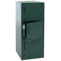 Grüner Spind Schließfach 3-türig aus Stahl 90x38x45 cm