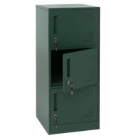 Grüner Spind Schließfach 3-türig aus Stahl 90x38x45 cm