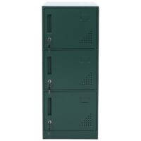 Grüner Spind Schließfach 3-türig aus Stahl 90x38x45 cm