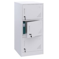 Weißer Spind Schließfach mit 3 Türen aus Stahl 90x38x45 cm