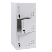 Weißer Spind Schließfach mit 3 Türen aus Stahl 90x38x45 cm