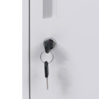 Weißer Spind Schließfach mit 3 Türen aus Stahl 90x38x45 cm